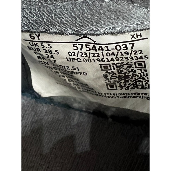 Nike 575441-037 Air Jordan 1 Retro High OG Stealth GS 6Y Shoes White Grey READ - Picture 14 of 16